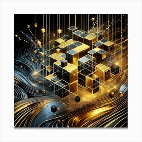 Abstract Golden Cubes 1 Canvas Print