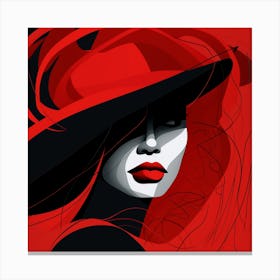 Woman In A Red Hat 2 Canvas Print