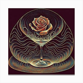 A rose in a glass of water among wavy threads 17 Canvas Print