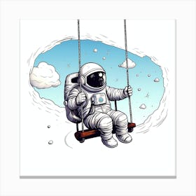 Astronaut On Swing 3 Canvas Print