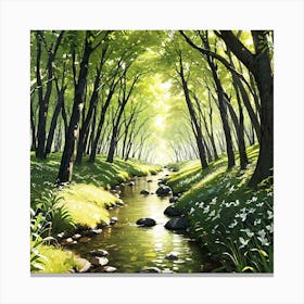 Stream In The Forest Canvas Print