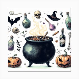 Halloween Cauldron Canvas Print