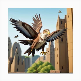 Default A Majestic Predatory Hawk Swoops Down Swiftly Catching 0 Canvas Print