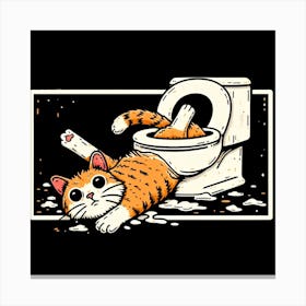 Cat In The Toilet 3 Canvas Print