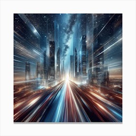 Futuristic City At Night 1 Canvas Print