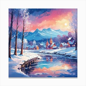 Warm Winter Village Canvas Print