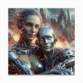 Robot Lovers 1 Canvas Print