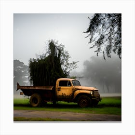 Old Truck In The Fog 4 Canvas Print