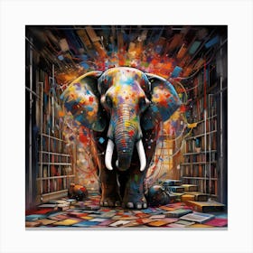 Elephant In The Library Canvas Print