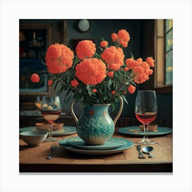 Oranges In A Vase Canvas Print