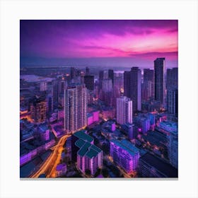 Cityscape At Dusk 1 Canvas Print