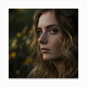 Portrait Of A Girl With Freckles 2 Canvas Print