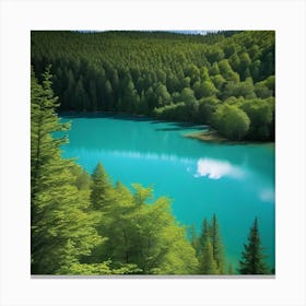 Blue Lake In The Forest 3 Canvas Print