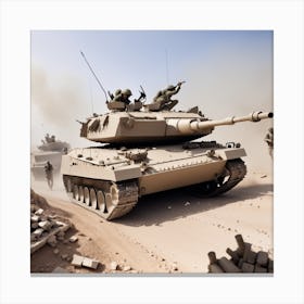 M60 Tanks In The Desert Canvas Print
