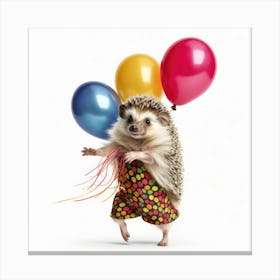 Hedgehog With Balloons 2 Canvas Print