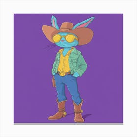 Creatai 24830 A Cartoon Style Anthropomorphic Blue Rabbit Sta C50643d2 D944 4a4b 80d8 A4b3f3eb5fde 0 Canvas Print