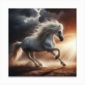 White Horse Galloping Canvas Print