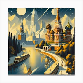 Moscow At Night 1 Canvas Print