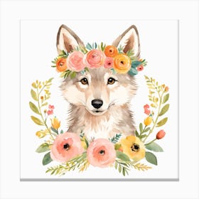 Floral Baby Wolf Nursery Illustration (48) Canvas Print