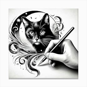 Cat Drawing Canvas Print