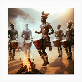 African Drumming Canvas Print