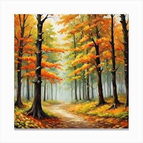 Forest In Autumn In Minimalist Style Square Composition 248 Canvas Print