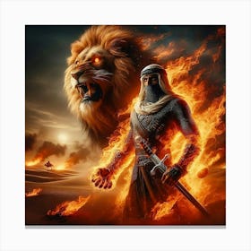 Lion And knights Canvas Print