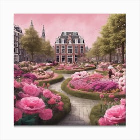 Flower Garden Amsterdam Pink Art Print 1 Canvas Print