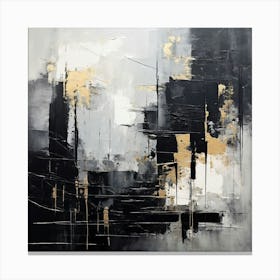 Abstract Painting, Create An Abstract Composition With Bold Black Brushstrokes On A Light Grey Canvas Emphasizing 2 Canvas Print