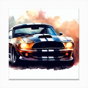 Mustang Shelby Watercolor Painting Canvas Print