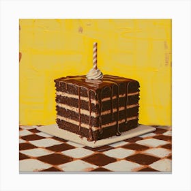 Chocolate Yellow Checkerboard 1 Canvas Print