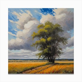 Beautiful Shot Of A Whet Field With A Cloudy Sky 3 Canvas Print
