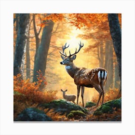 Deer In The Forest 150 Canvas Print