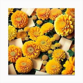 Yellow Chrysanthemums On A Background Canvas Print