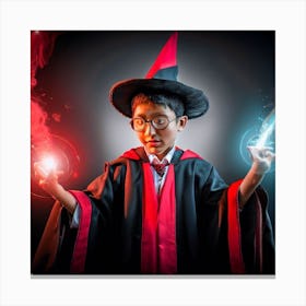Young Wizard With Magic Wand Canvas Print
