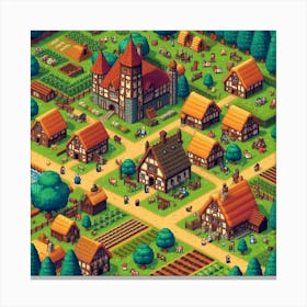 8-bit medieval village 3 Canvas Print