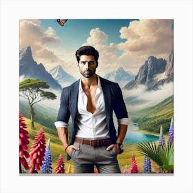 Man Standing In A Field Canvas Print