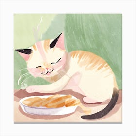 Cat Sitting On A Plate Canvas Print