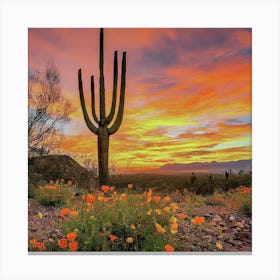 Sunset Over Saguaro Canvas Print