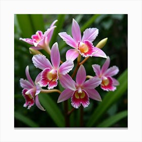 A Beautiful Arrangement Of Wild Orchids In A Tropical Setting 2 Canvas Print