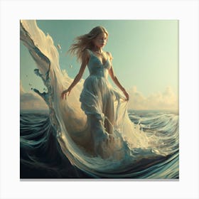 Girl In The Ocean Canvas Print