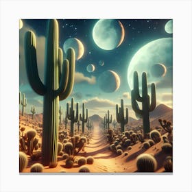 Desert Landscape With Cactus Canvas Print