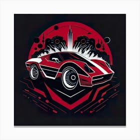 Car Red Artwork Of Graphic Design Flat (303) Canvas Print