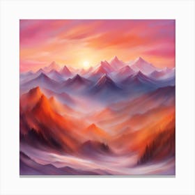 Sunset In The Mountains Canvas Print