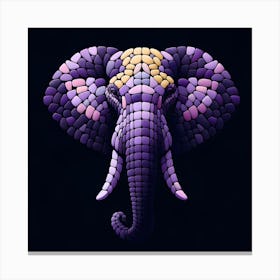 Elephant Mosaic purple yellow Art Canvas Print