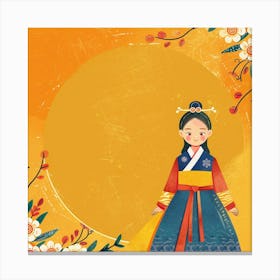 Korean Girl In Traditional Dress Canvas Print