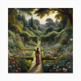 Woman In A Garden 8 Canvas Print