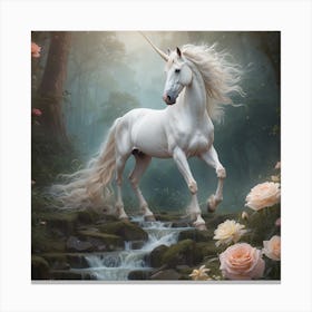 Unicorn In The Forest Canvas Print