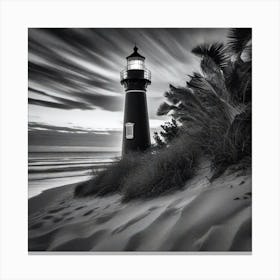Black And White Lighthouse 3 Canvas Print