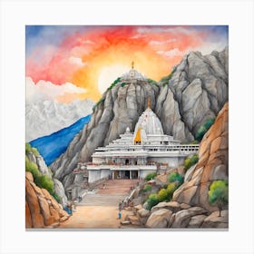 Hindu Temple In The Mountains Canvas Print